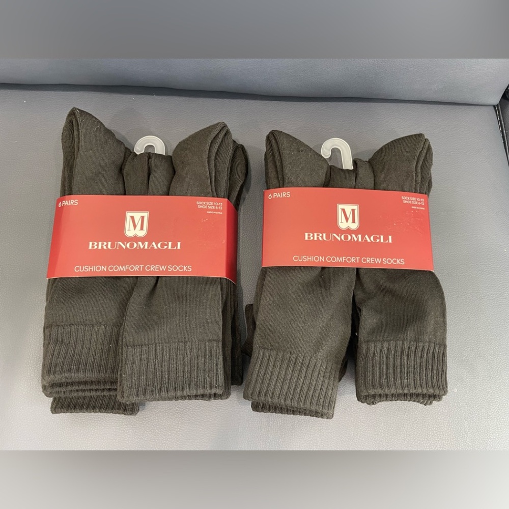Bruno Magli Designer Cushion Comfort Crew Socks Black - 12Pairs - Size 10-13 NEW